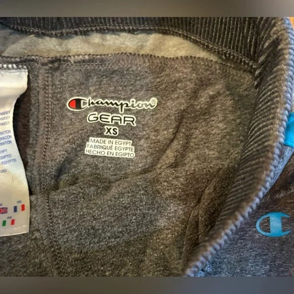 Champion Dark Gray Straight Leg Elastic Sweatpants w Blue Stripe Girls Size 7/8 - Picture 3 of 7